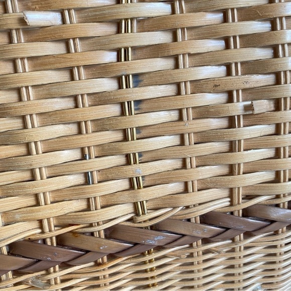 Vintage 60s Wicker Tote Bag Picnic‎ Basket Retro Purse - Picture 5 of 11